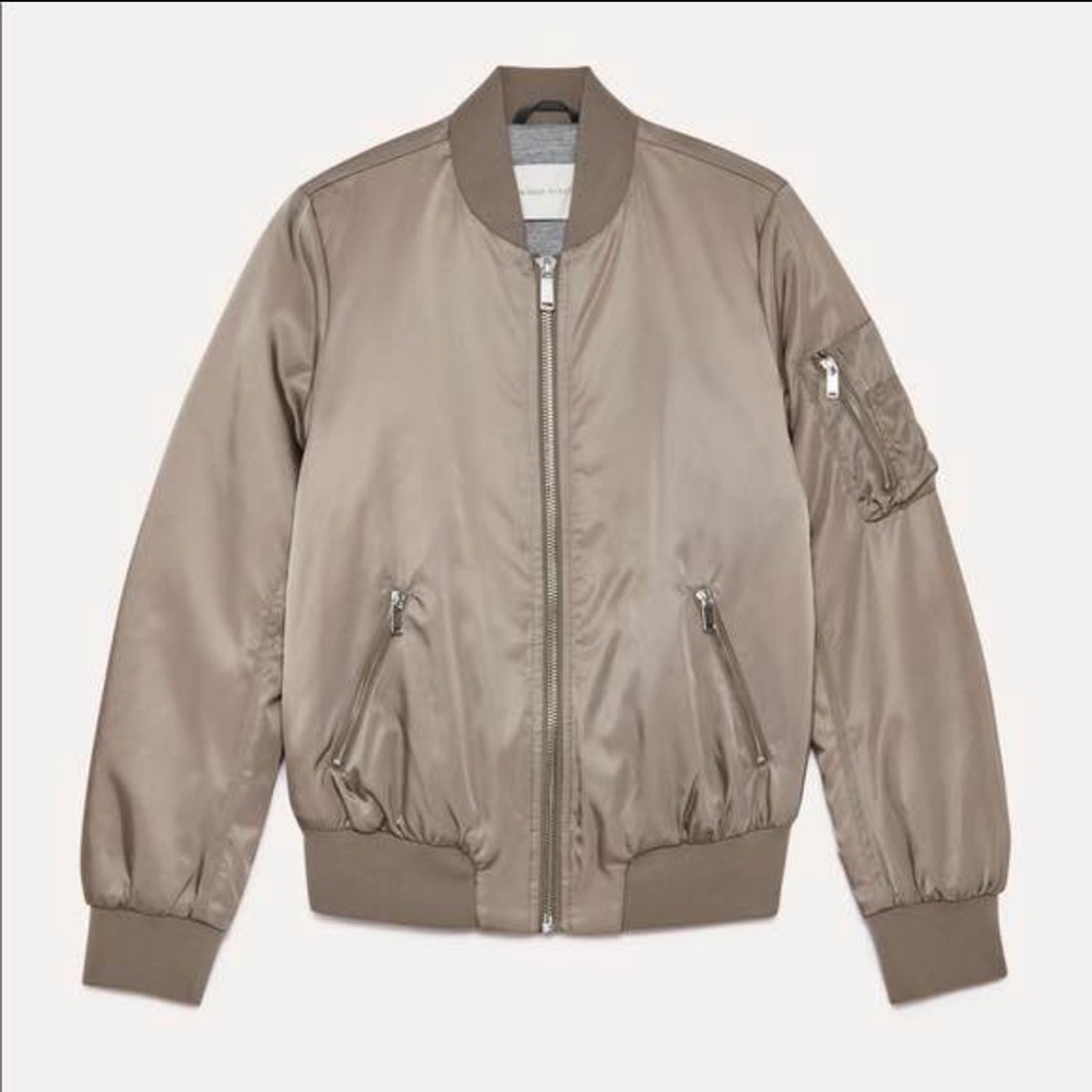 Babaton Taupe Bomber Jacket - Zip Front